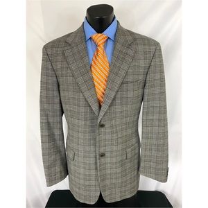 Hugo Boss Tizian Sport Coat Plaid Gray Wool 44L